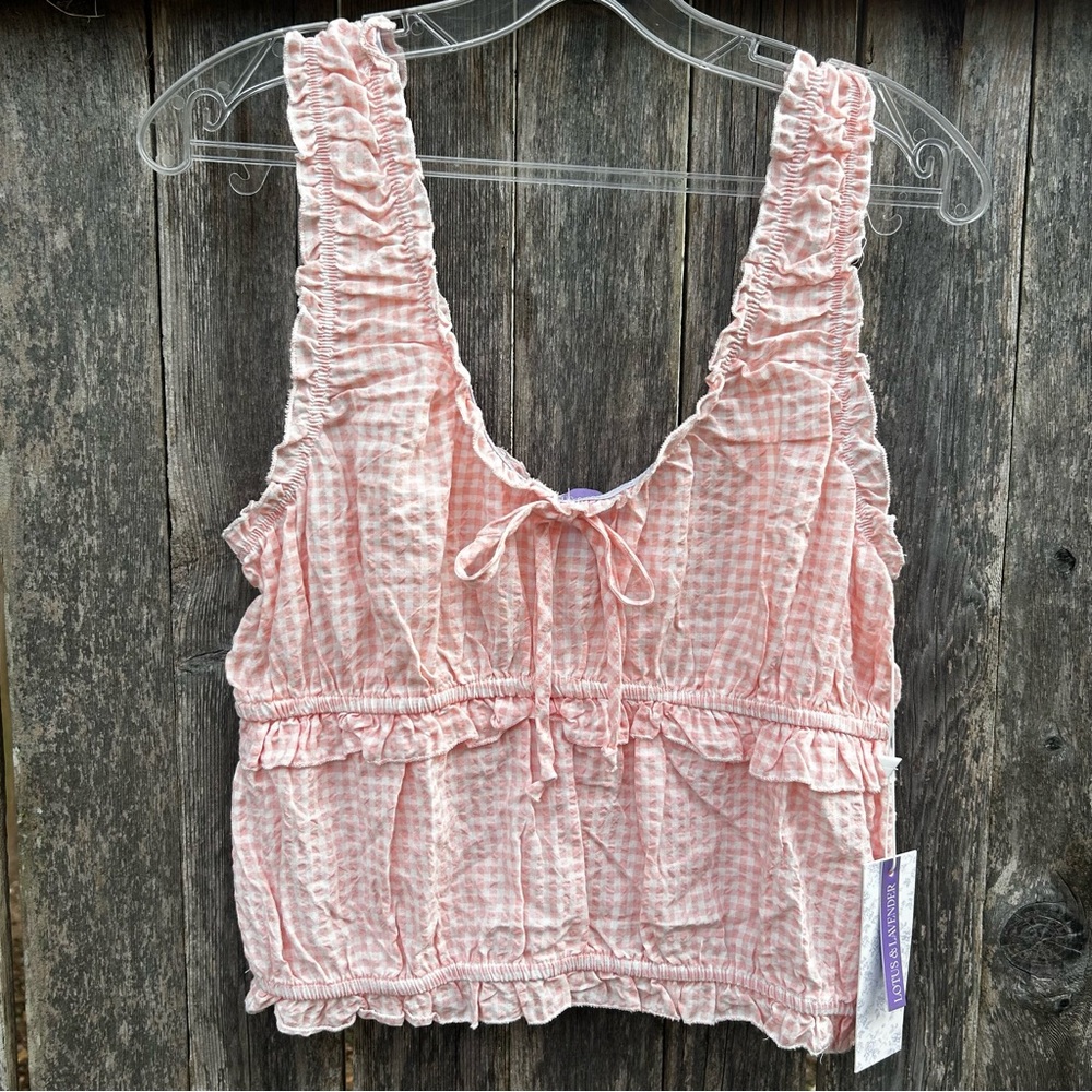 Lotus & Lavender  Pink Ruffled Blouse Size Junior L
